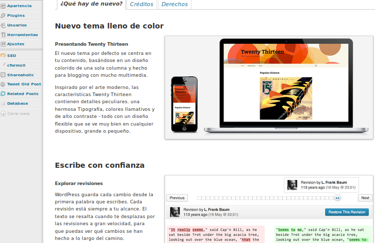 Actualiza WordPress 3.6 Oscar